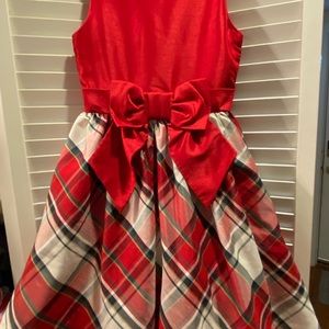 Red plaid holiday dress